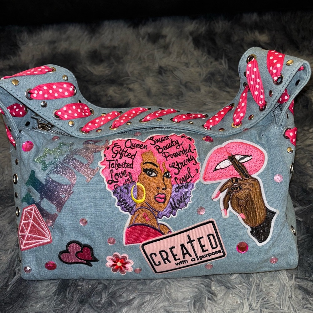 Stylish Denim Embroidered Women's Bag